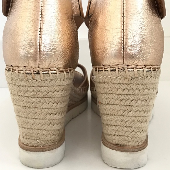 GENTLE SOULS Elyssa T-Strap Espadrille Wedge Sandals Rose Gold Women’s Size 9.5 - Picture 10 of 16